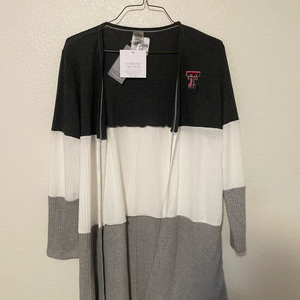 Colorblock Cardigan with Embroidered Logo